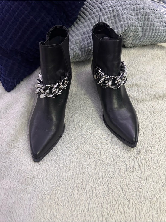 Marc Fisher Shoes - Black Pointed Toe Ankle Boots with Silver Chain Marc Fisher 6.5